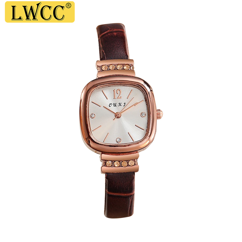Đồng hồ đeo tay LWCC mặt vuông nhỏ phong cách Hàn Quốc cổ điển thời trang đơn giản dành cho nữ