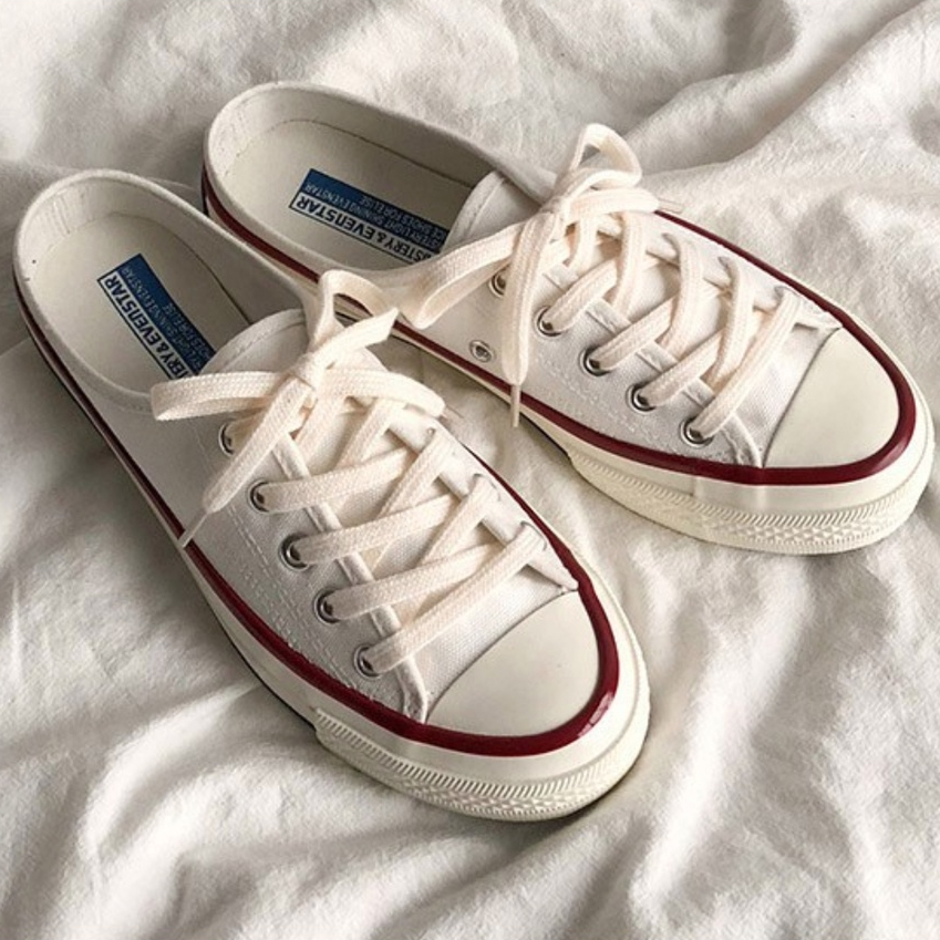 Giày sneaker đạp gót Hollibana Couple Canvas Mule order chính hãng Hàn Quốc