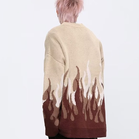 Mới Áo Sweater Dệt Kim áo len nam Cổ Tròn áo len Dáng Rộng Kiểu Hip-Hop Đơn Giản áo sweater Nam Nữ