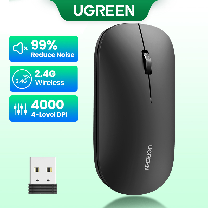 Chuột không dây UGREEN DPI 4000 siêu mỏng 3cm trọng lượng nhẹ 2.4g
