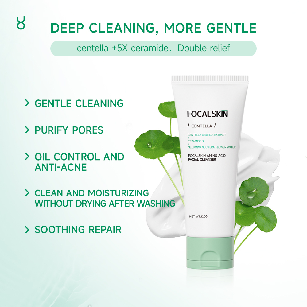 FOCALSKIN Sữa rửa mặt RAU MÁ 5X Ceramide 5X độ pH thấp dưỡng ẩm dịu nhẹ 10g/120g