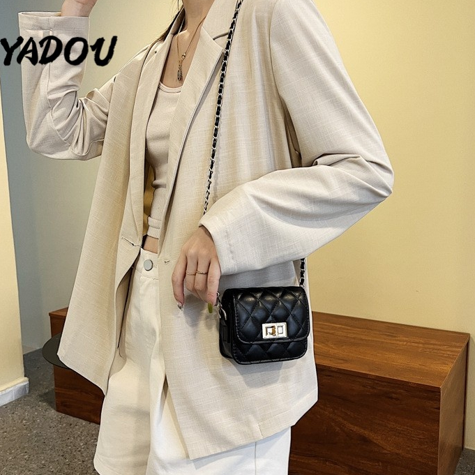 Túi đeo chéo YADOU hình thoi phong cách retro Hàn Quốc thời trang cho nữ