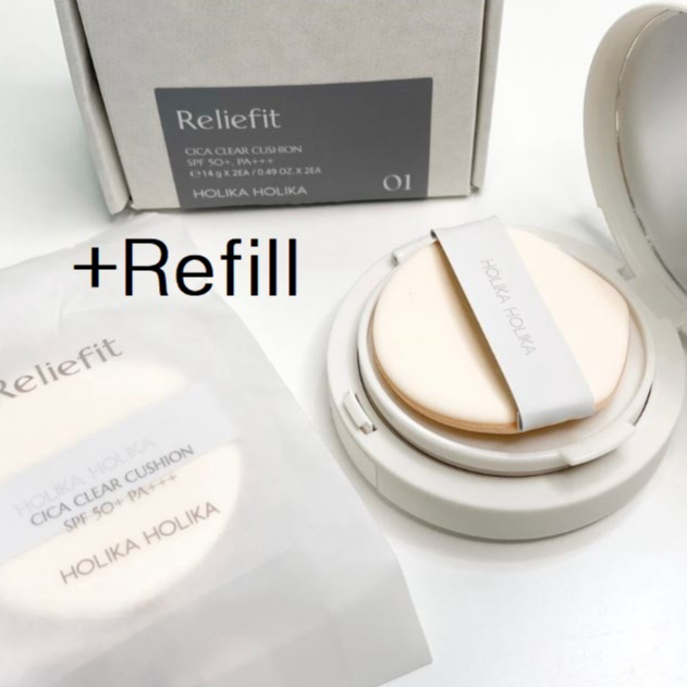 Reliefit Cica Clear Cushion 14g (+ Refill) Phấn Nước Kèm Lõi Thay Thế