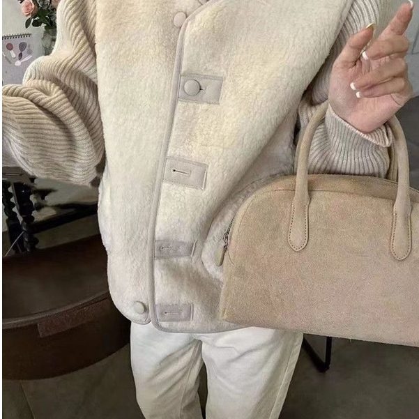 Mischa Túi Xách Đeo Vai Phủ Lông Sức Chứa Lớn Màu Trơn Thời Trang Thu Đông