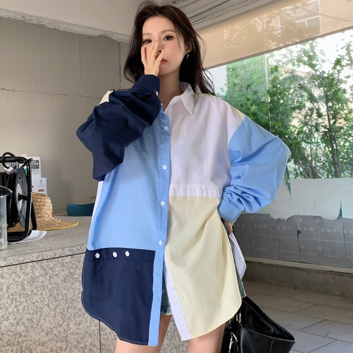 Áo sơ mi SUXI cổ bẻ dáng rộng thời trang mùa xuân cho nữ