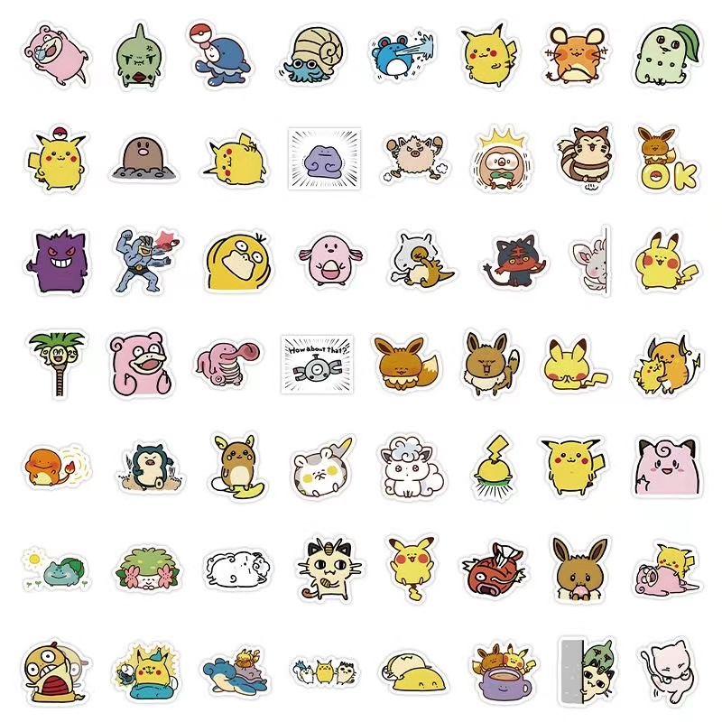 Pokemon Stickers Miếng Dán Hình Pokemon Chống Thấm Nước Dễ Thương Vui Nhộn Trang Trí Laptop / Điện Thoại
