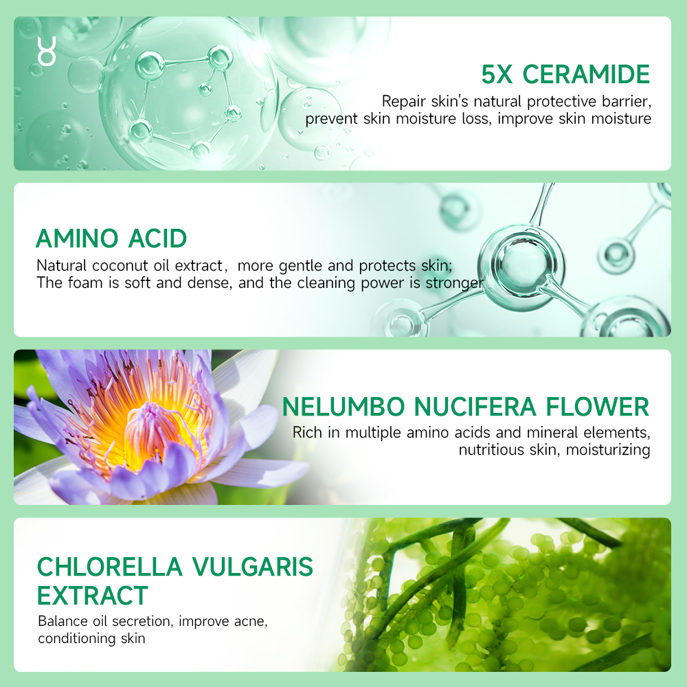 FOCALSKIN Sữa rửa mặt RAU MÁ 5X Ceramide 5X độ pH thấp dưỡng ẩm dịu nhẹ 10g/120g