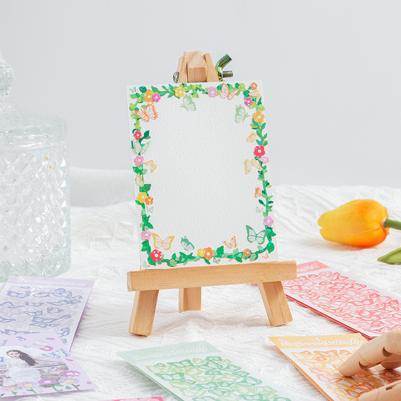 Miếng Dán PVC Hình Bướm Màu Laser Chống Thấm Nước Phong Cách Hàn Quốc Độc Đáo DIY