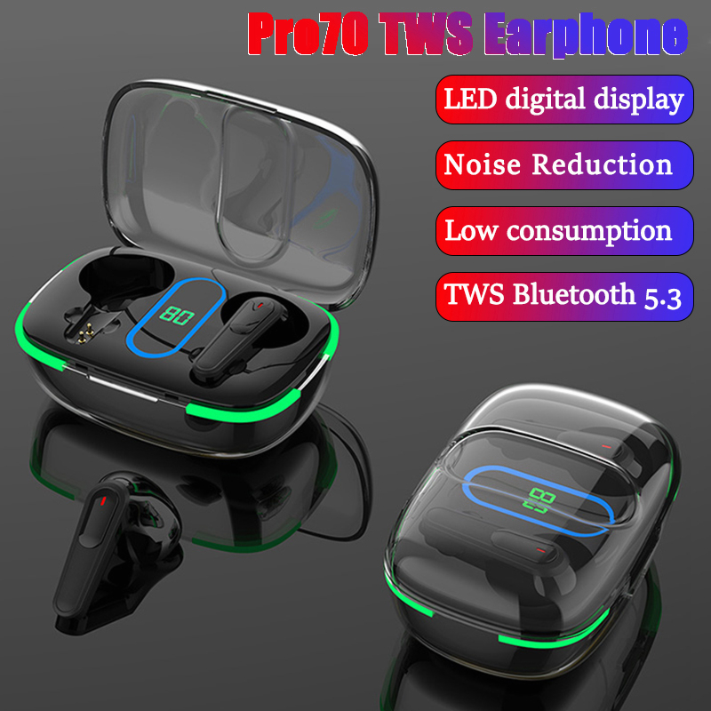 Tai Nghe Nhét Trong Bluetooth Không Dây TWS 70 TWS Có Đèn LED Hiển Thị Tích Hợp Mic Cho Xiaomi iPhone