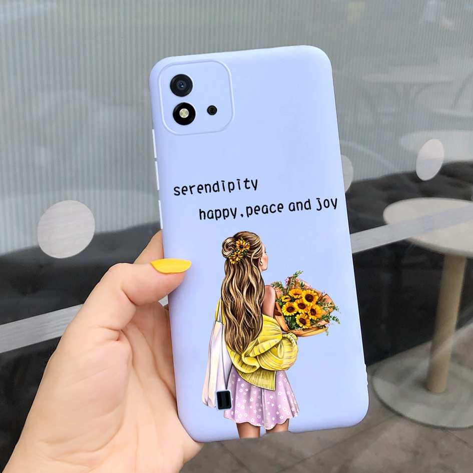 Ốp Điện Thoại Mềm Mặt Nhám Vẽ Hình Cô Gái Dễ Thương Dành Cho Realme C11 2021 Realme C20 C20A RMX3063 RMX3061