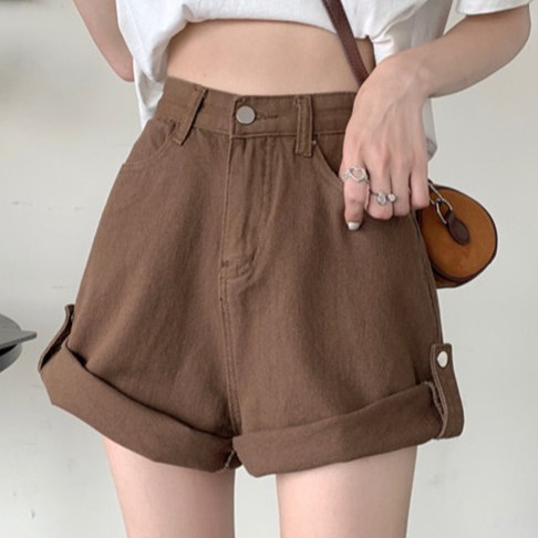 Quần ngắn denim SUXI lưng cao đơn giản dễ phối đồ thời trang dành cho nữ