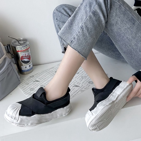 PunkyRabbit Shell Toe Giày Chống Trơn Trượt Co Giãn Thoáng Khí Đế Dày Đầu Tròn Xuân Hè