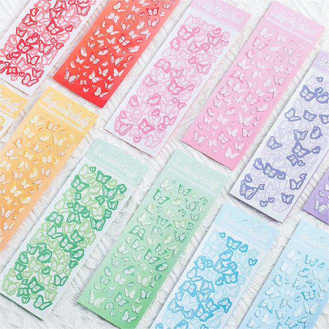 Miếng Dán PVC Hình Bướm Màu Laser Chống Thấm Nước Phong Cách Hàn Quốc Độc Đáo DIY