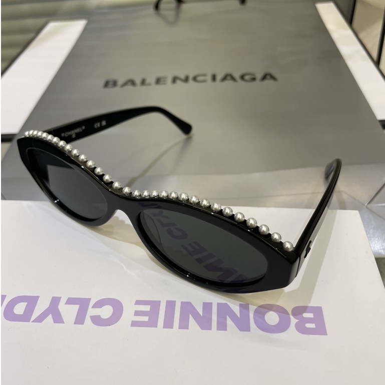 Kính Mát Gọng Oval Đính Ngọc Trai Nhân Tạo Phong Cách Mới 2022 23C Acetate