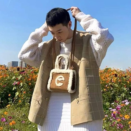 Túi Xách Lông Xù Nhỏ Xinh Phối Màu Tương Phản Thời Trang Mùa Thu B048