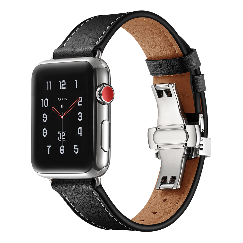 Dây Đeo Bằng Da Có Khóa Hình Bướm Cho Đồng Hồ Thông Minh apple watch ultra / 8 / 7 / 6 / se 6 / 5 / 4 / 3 / 2 / 1 49 / 45 / 44 / 42 / 41 / 40 / 38mm