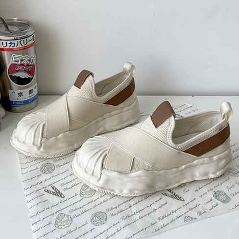 PunkyRabbit Shell Toe Giày Chống Trơn Trượt Co Giãn Thoáng Khí Đế Dày Đầu Tròn Xuân Hè