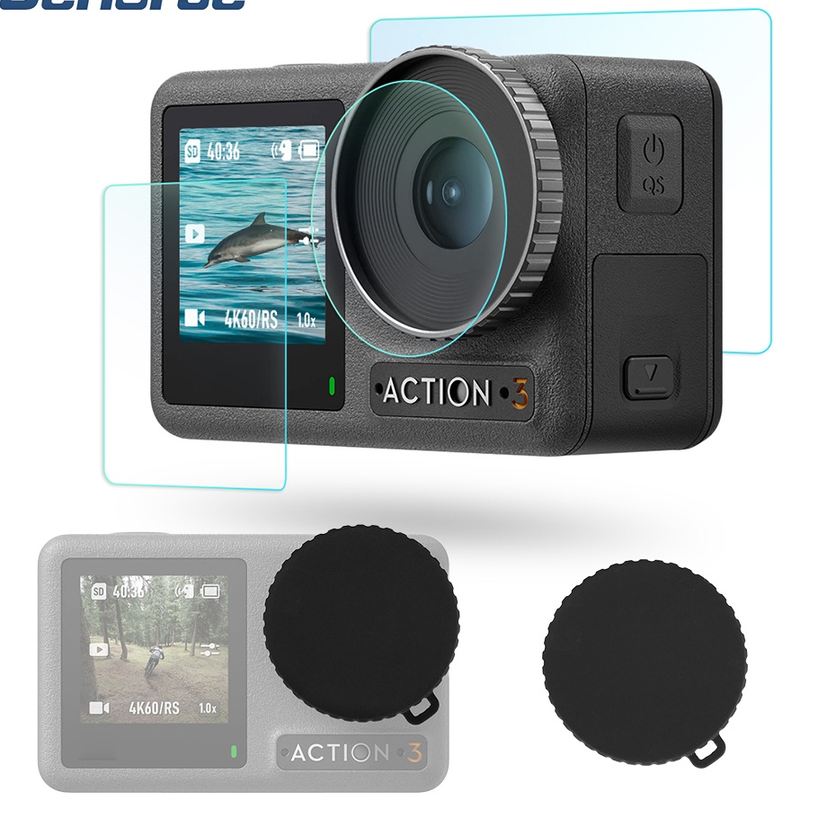 Nắp Đậy Bảo Vệ Ống Kính Máy Ảnh HD Bằng Kính Cường Lực Cho DJI Osmo Action 3