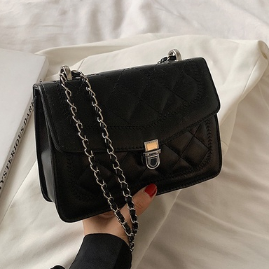 Mischa Túi Đeo Chéo Vai Bằng Da PU Màu Trơn Họa Tiết Hình Thoi Phong Cách Phương Tây Thời Trang