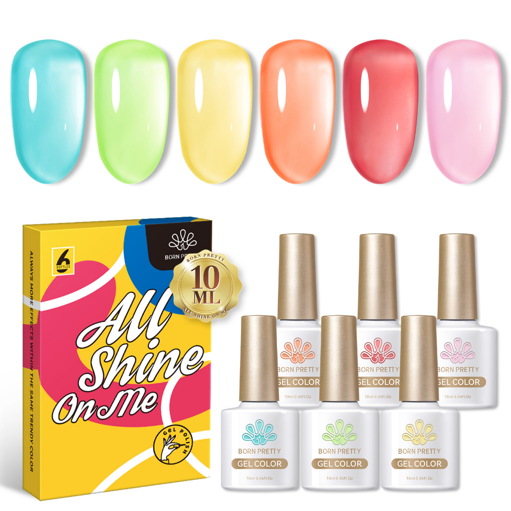 Set 6 lọ gel sơn móng tay BORN PRETTY nhiều màu sắc tùy chọn 10ml