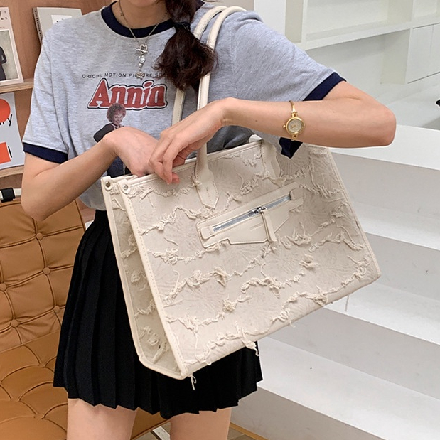 Menas Túi tote Đeo Vai Bằng polyester Kết Cấu Tua Rua Sức Chứa Lớn Thời Trang Cao Cấp Dễ Phối Đồ Dành Cho Học Sinh