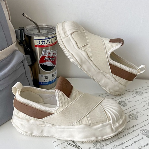 PunkyRabbit Shell Toe Giày Chống Trơn Trượt Co Giãn Thoáng Khí Đế Dày Đầu Tròn Xuân Hè