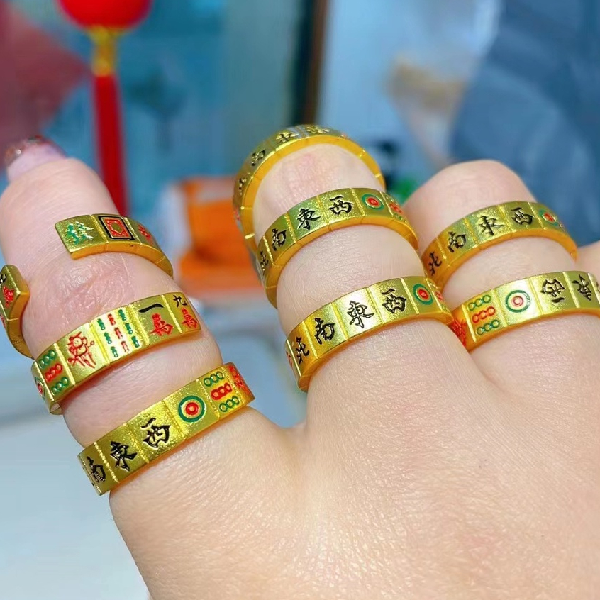 Vòng Tay Mạt Chược Màu Sắc Vàng Đồng Kiểu Trung Hoa Cổ Điển Không Gây Dị Ứng Dùng Làm Phụ Kiện Trang Sức diy Dây Thừng Dạng Xích Đan Bằng Tay Đa Năng Tiện Dụng