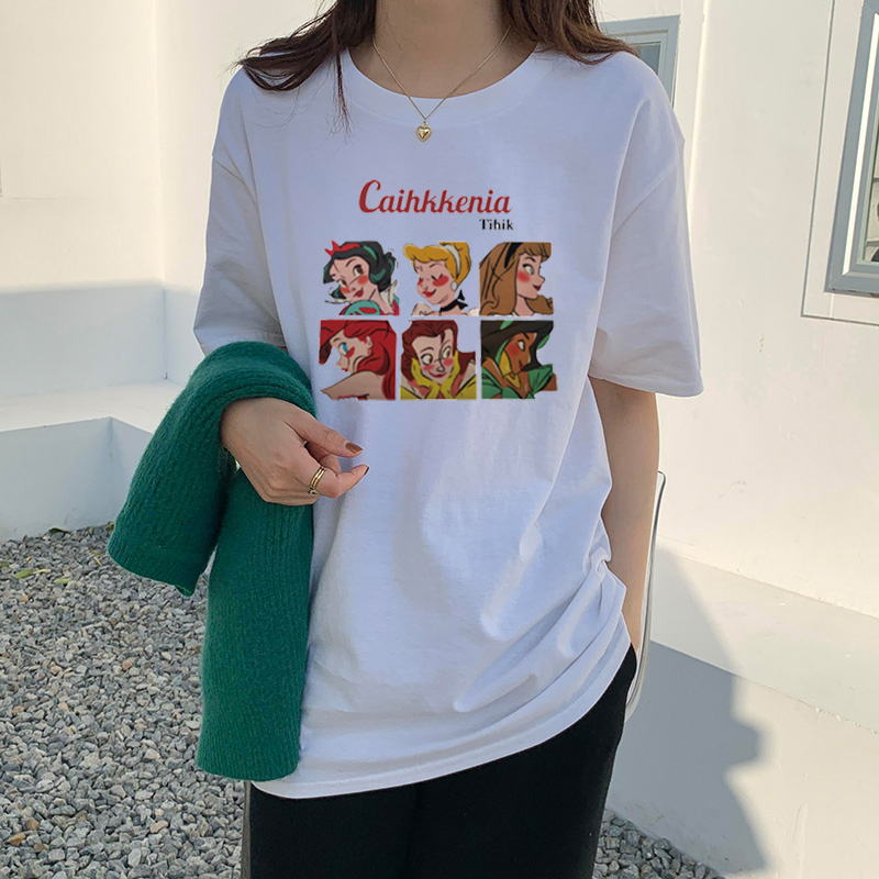 Xiaozhainv Áo Thun Tay Ngắn Cổ Tròn In Hình Thời Trang Dành Cho Nữ