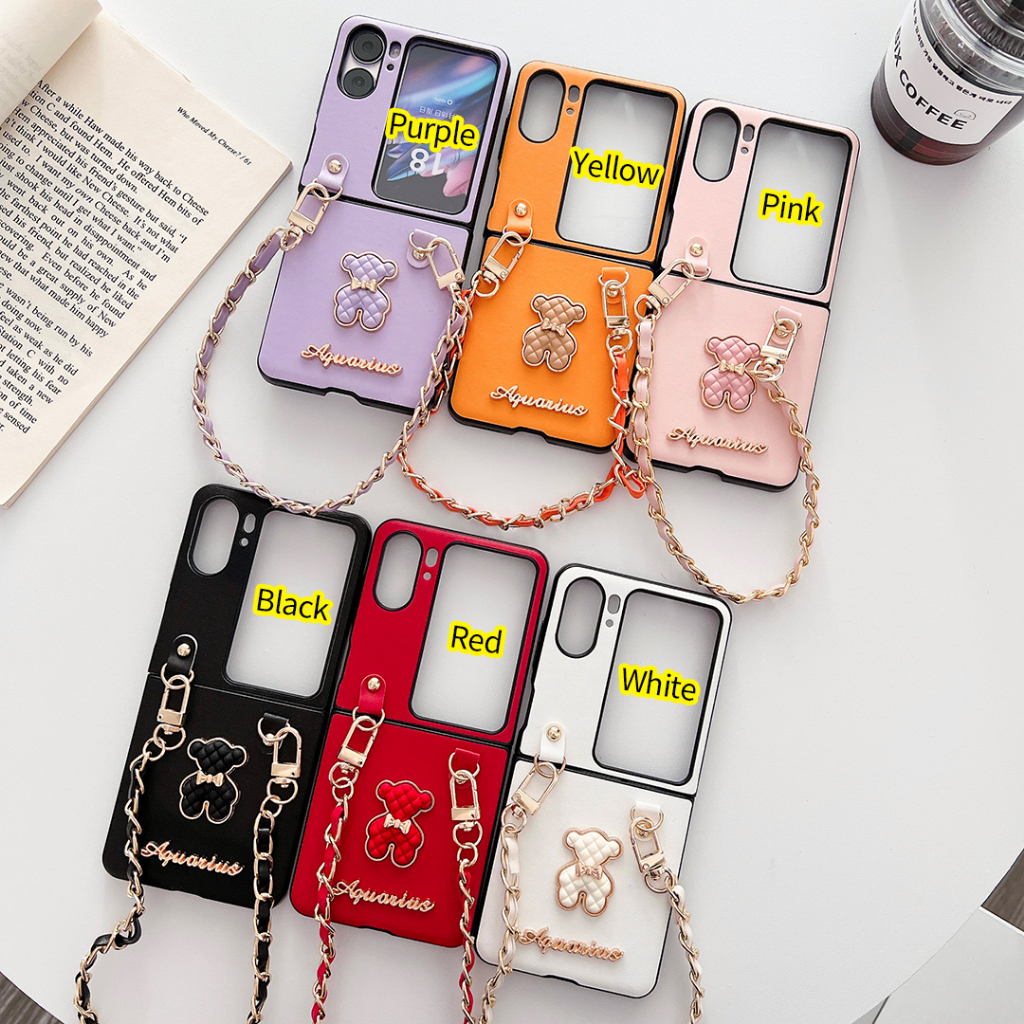 Ốp Điện Thoại Da Cừu Màu Trơn Có Dây Đeo Tay Cho OPPO Find N2 FLIP