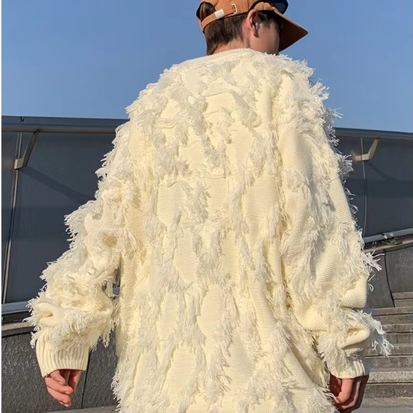 Áo Sweater Cổ Tròn Phối Tua Rua Thời Trang Retro Mỹ Cho Nam Nữ áo len tua rua