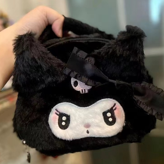 Túi Đựng Mỹ Phẩm Phủ Lông Hình Kuromi Melody