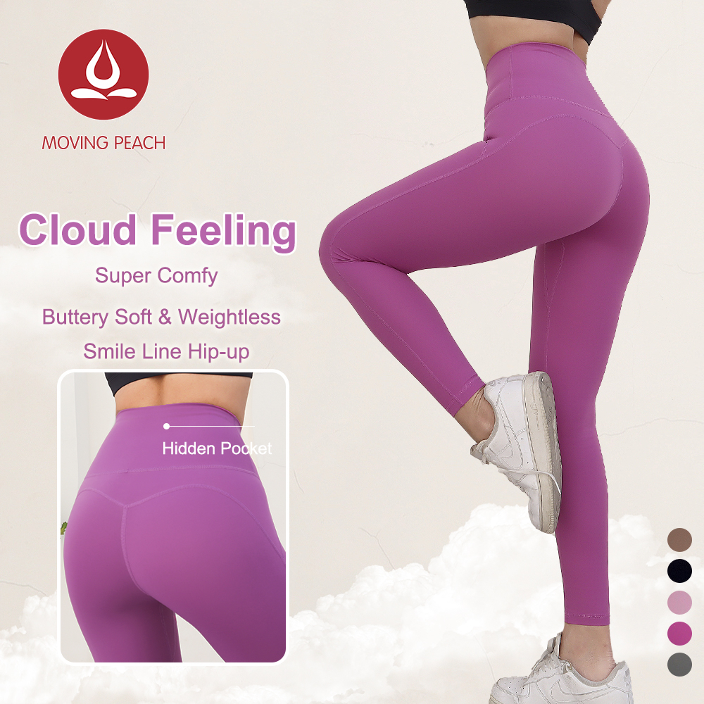 MOVING PEACH Quần Legging Tập Yoga Lưng Cao Mềm Mại Có Túi Dành Cho Nữ Size S-XL