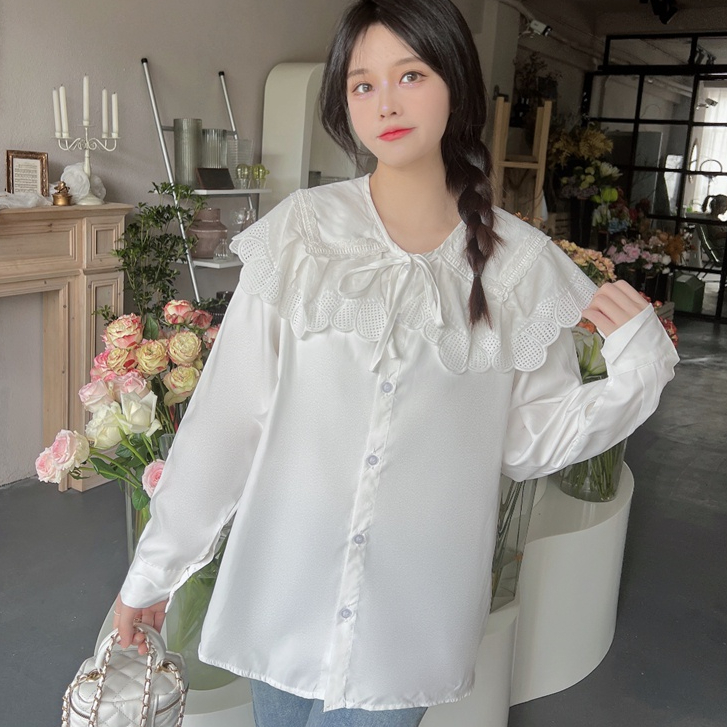 SUXI Áo Sơ Mi Tay Dài Cổ Búp Bê Màu Sắc Ngọt Ngào Thời Trang Cho Nữ