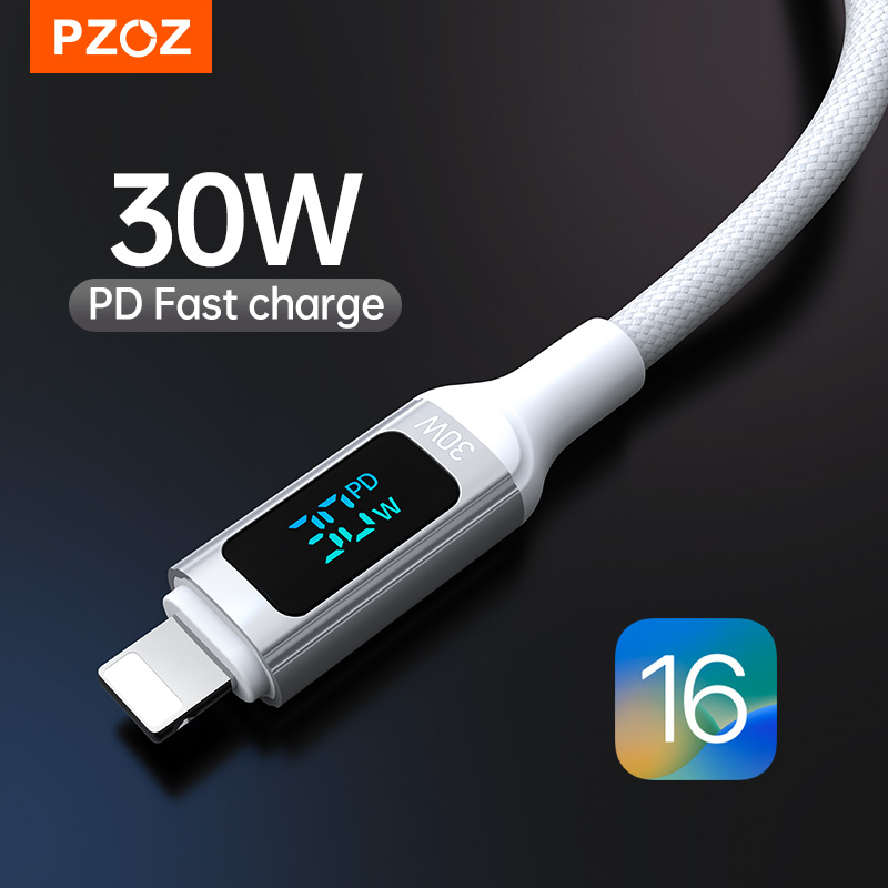 Cáp Sạc Nhanh PZOZ USB C Có Màn Hình Hiển Thị Kỹ Thuật Số Cho iPad Macbook 14 13 12 11 pro Max XS