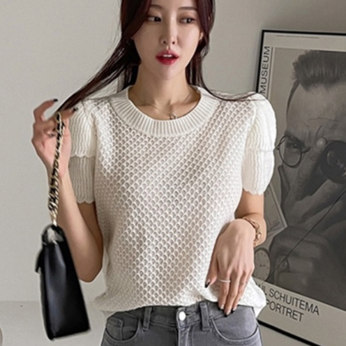 Áo dệt kim SUXI ngắn tay màu sắc đơn giản thời trang mùa hè Hàn Quốc cho nữ