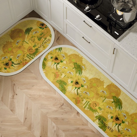 Thảm trải sàn Vải nhung pha lê phong cách sơn dầu thảm chùi chân 40x60-40x120CM thảm bếp thảm chùi chân chống trượt