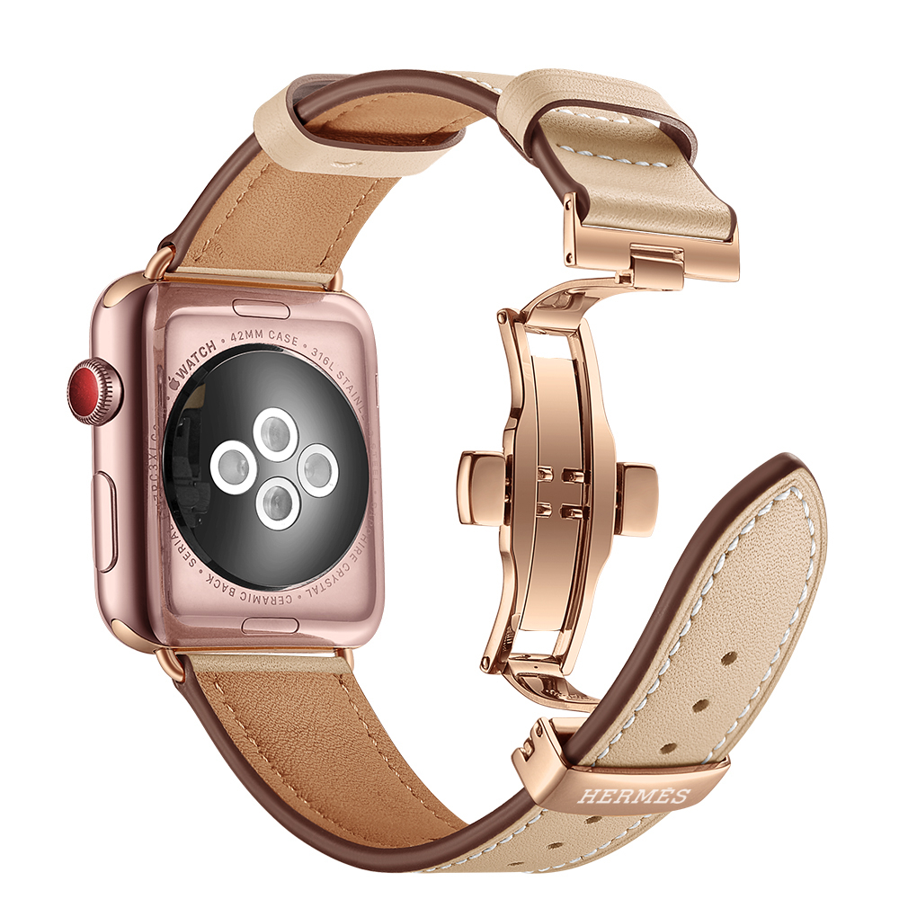 Dây Đeo Bằng Da Có Khóa Hình Bướm Cho Đồng Hồ Thông Minh apple watch ultra / 8 / 7 / 6 / se 6 / 5 / 4 / 3 / 2 / 1 49 / 45 / 44 / 42 / 41 / 40 / 38mm