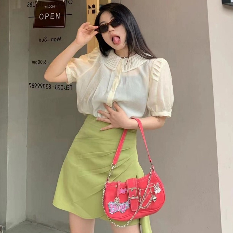 Mischa Túi Đeo Chéo Vai Bằng Da PU Màu Hồng Ngọt Ngào Và Mát Mẻ Thời Trang Cho Nữ