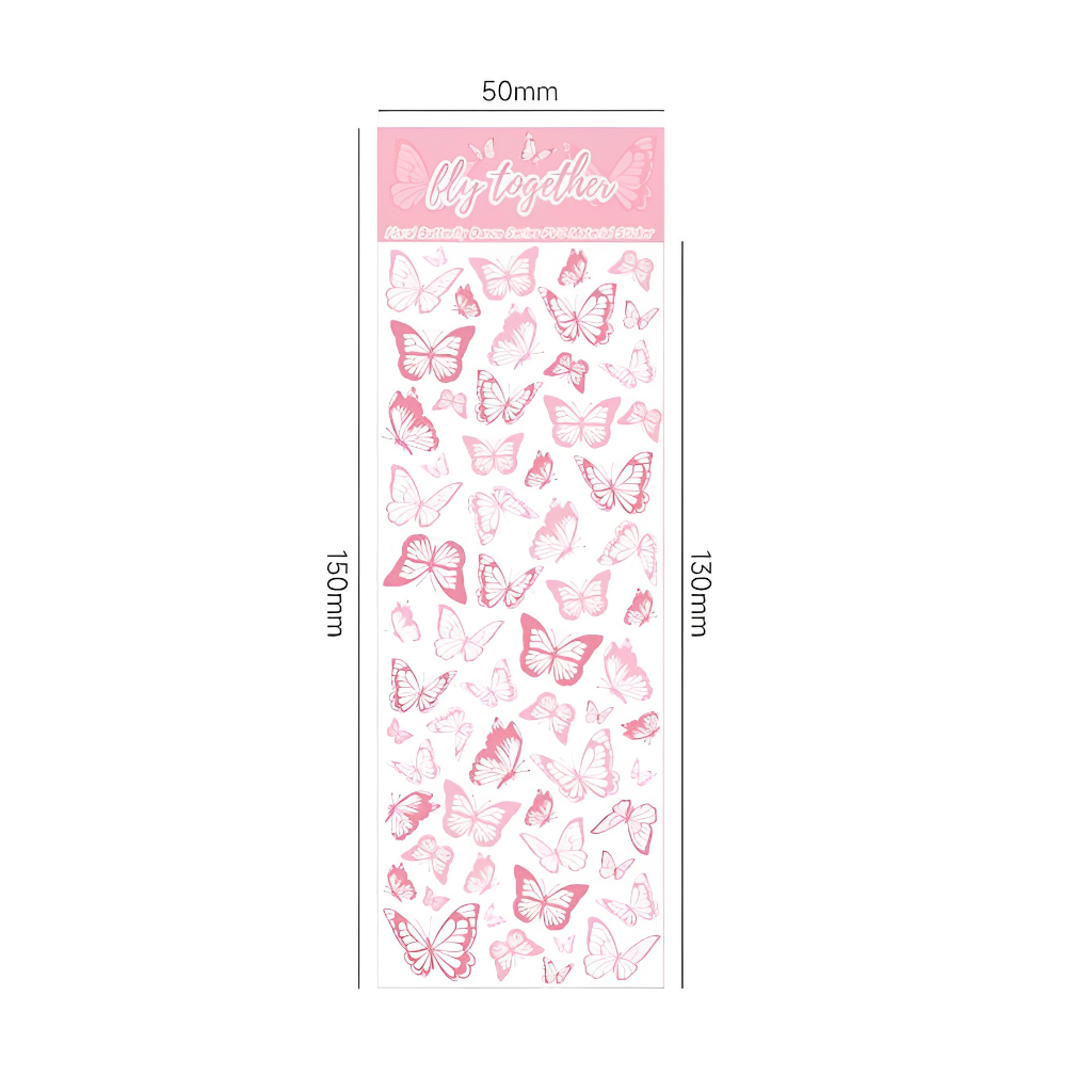 Miếng Dán PVC Hình Bướm Màu Laser Chống Thấm Nước Phong Cách Hàn Quốc Độc Đáo DIY