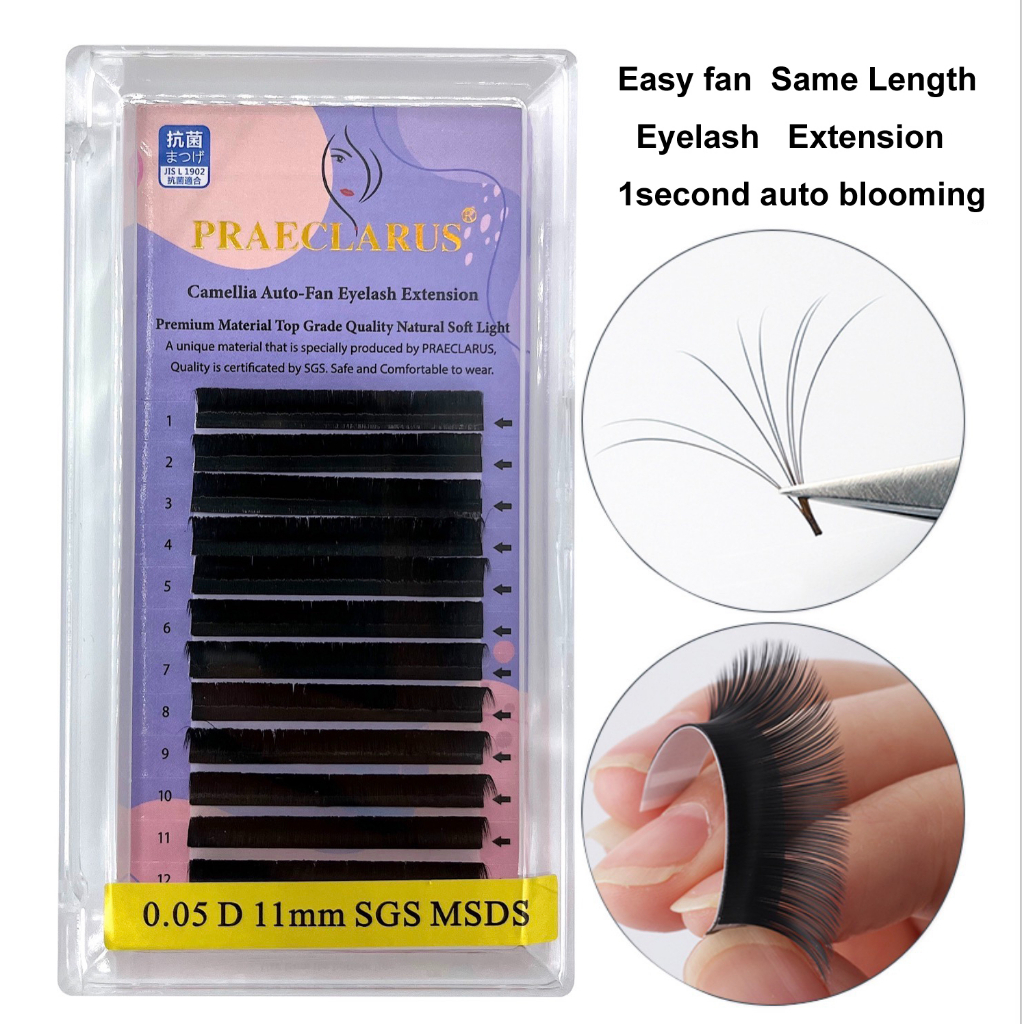Lông Mi Giả PRAECLARUS 0.05Mm Màu Đen Nhám Tự Nhiên Không Nhòe Dễ Sử Dụng