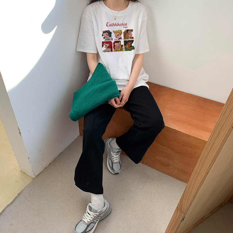 Xiaozhainv Áo Thun Tay Ngắn Cổ Tròn In Hình Thời Trang Dành Cho Nữ