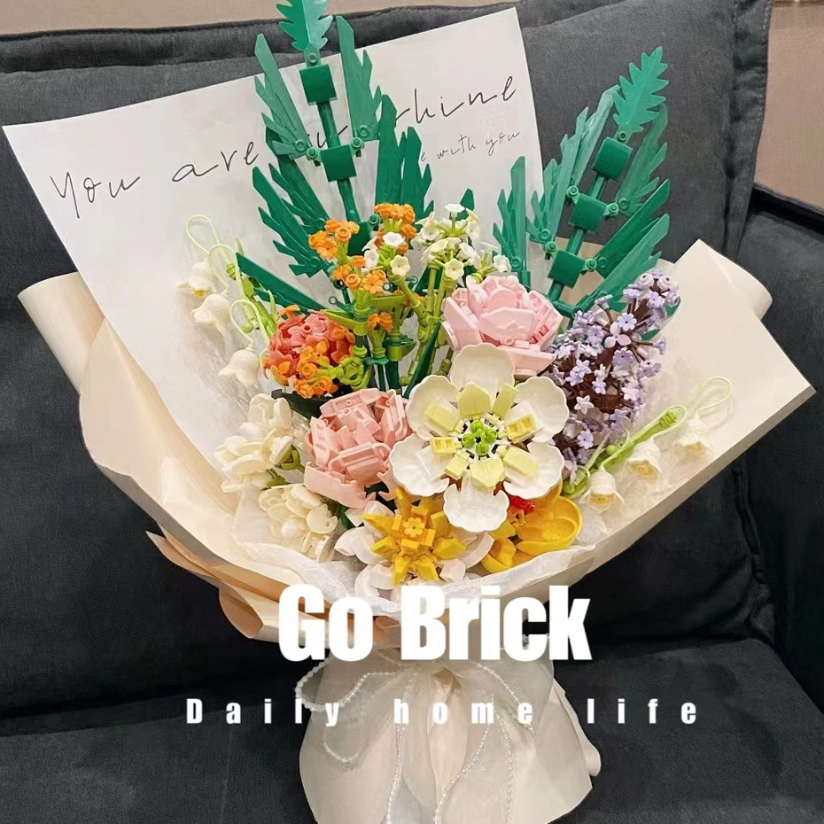 Hoa Giả Trang Trí Nhà Cửa❤️Áo Thun Thiết Kế Mới Thời Trang Dành Cho tháng Chín❤️Bộ Đồ Chơi Lắp Ráp Lego 64 Miếng Hình Hoa Hồng Xanh Dương Sáng Tạo Phù Hợp Với Nam Và Nữ GoBrick004