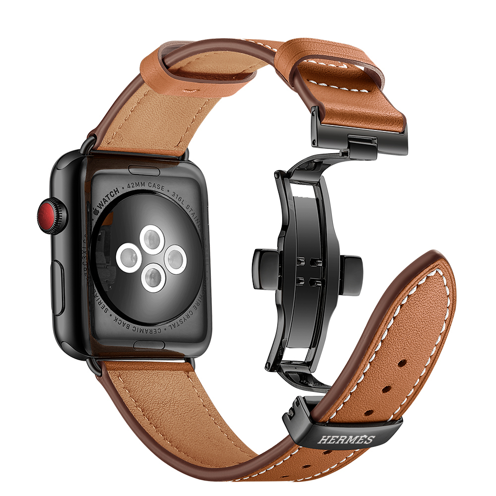 Dây Đeo Bằng Da Có Khóa Hình Bướm Cho Đồng Hồ Thông Minh apple watch ultra / 8 / 7 / 6 / se 6 / 5 / 4 / 3 / 2 / 1 49 / 45 / 44 / 42 / 41 / 40 / 38mm