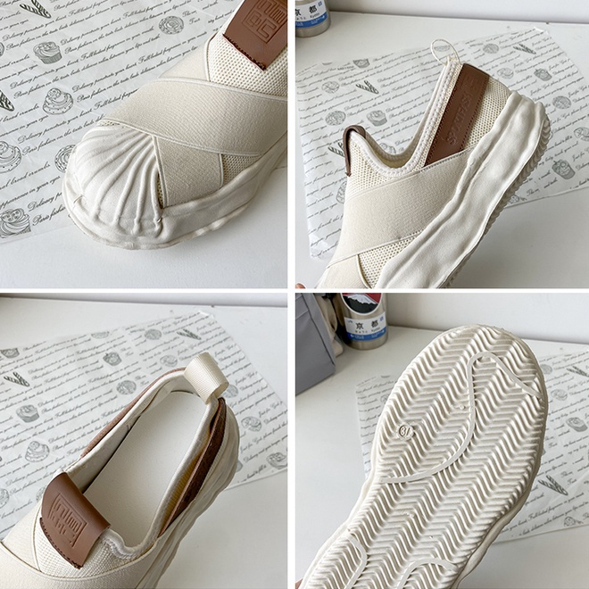 PunkyRabbit Shell Toe Giày Chống Trơn Trượt Co Giãn Thoáng Khí Đế Dày Đầu Tròn Xuân Hè