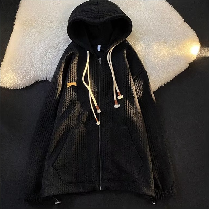 Áo Khoác Cardigan Có Nón Dáng Rộng Phối Khóa Kéo Thời Trang Mùa Thu Cho Nam