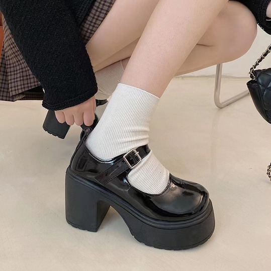 Giày Cao Gót 9CM Chất Liệu Da Phong Cách Lolita Thời Trang Xuân Thu 2023 Cho Nữ