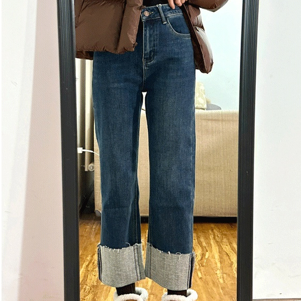 ZHELIHANGFEI Quần Jean Lưng Cao Ống Suông Thời Trang Retro Cá Tính