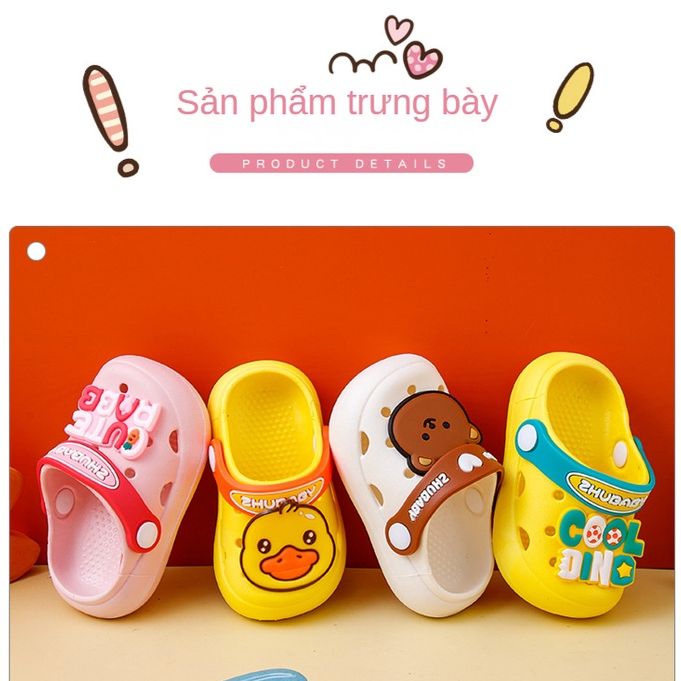 Dép trẻ em  Dép Sandal Đục Lỗ Thoáng Khí Chống Trượt Họa Tiết Hoạt Hình Thời Trang Mùa Hè Cho Bé TTC520