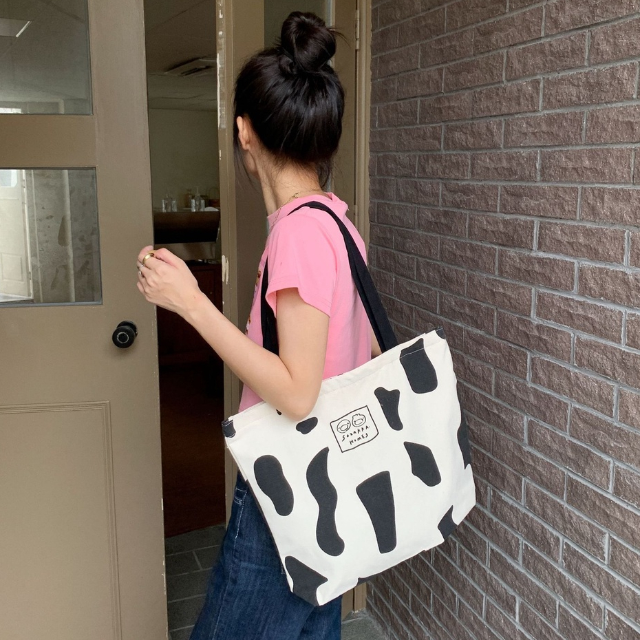 Túi tote Đeo Vai Vải canvas Cỡ Lớn Có Khóa Kéo Màu Sắc Đơn Giản Thời Trang Bảo Vệ Môi Trường Cho Nữ