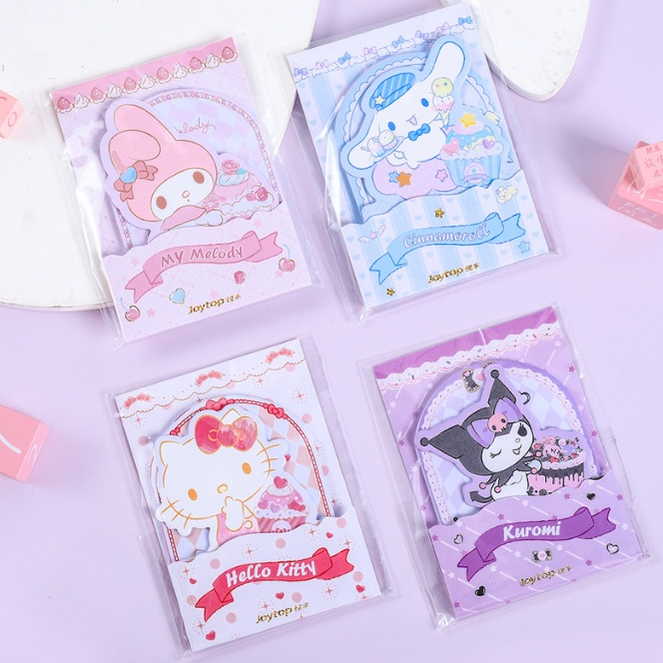 Sanrio Nhật Bản Bữa tiệc tráng miệng hai lớp N lần Nhãn dán Chả quế Nhãn dán Melody pad Hello Kitty kuromi Nhãn dán sáng tạo cho sinh viên Văn phòng phẩm Quà tặng